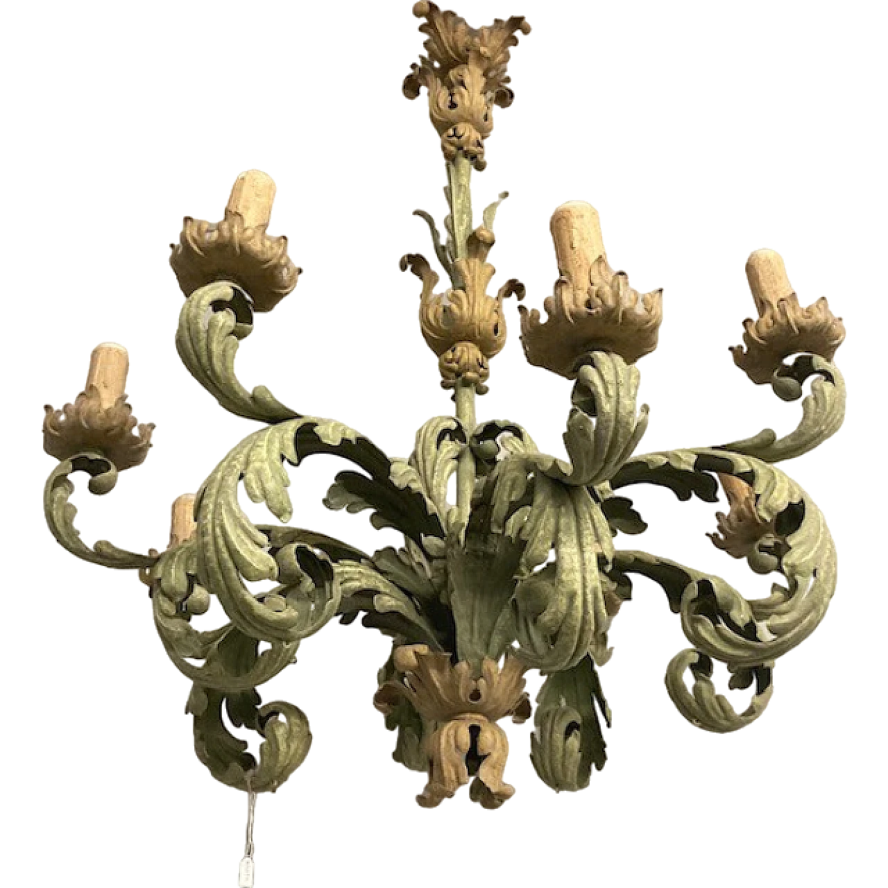 Eight-light wrought iron chandelier, late 19th century 17