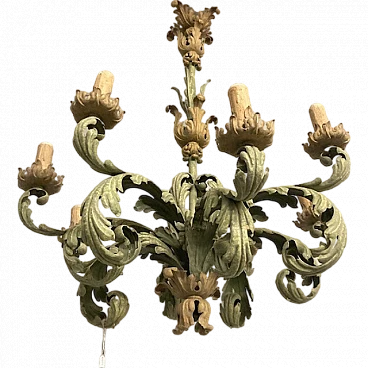 Eight-light wrought iron chandelier, late 19th century