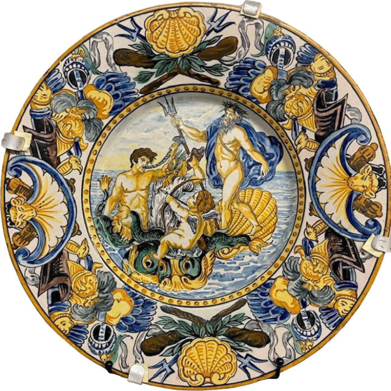 Majolica plate depicting Neptune by Carlo Mollica, 19th century 33