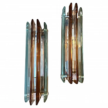 Pair of appliques in multicolor glass by Lupi for Cristal Luxor, 1970s