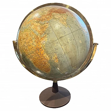 Cast iron and brass physical globe, 1950s