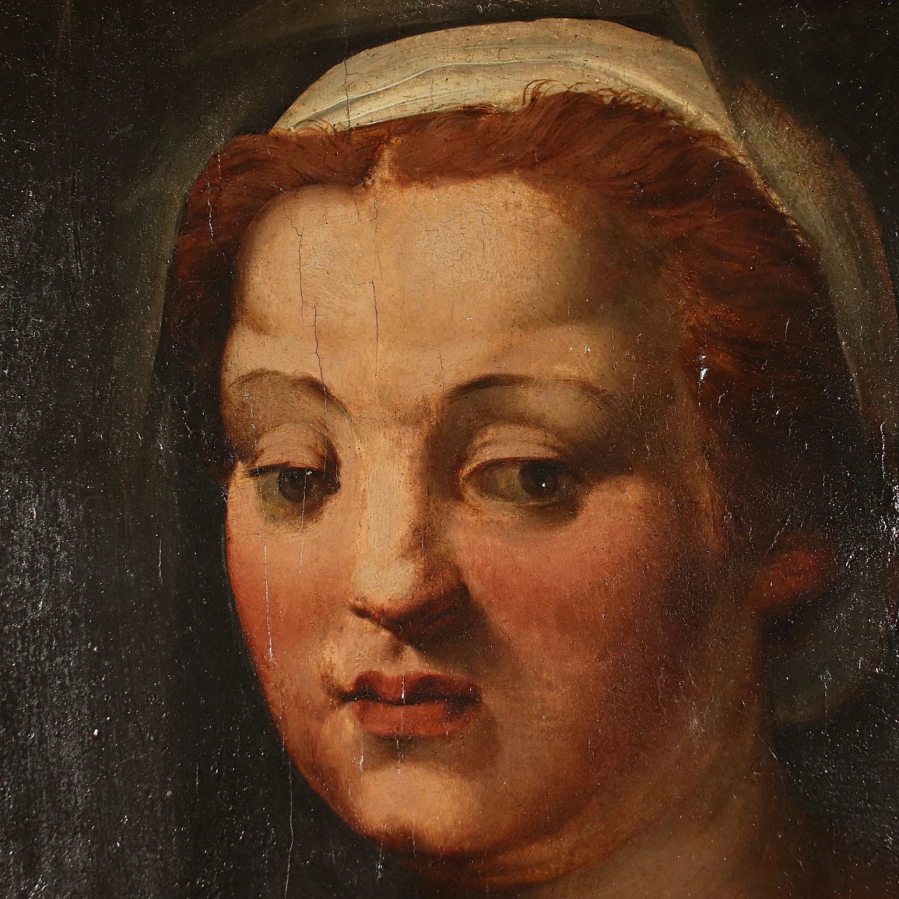 Testa femminile alla maniera di Andrea del Sarto, tempera su tavola, '500 3