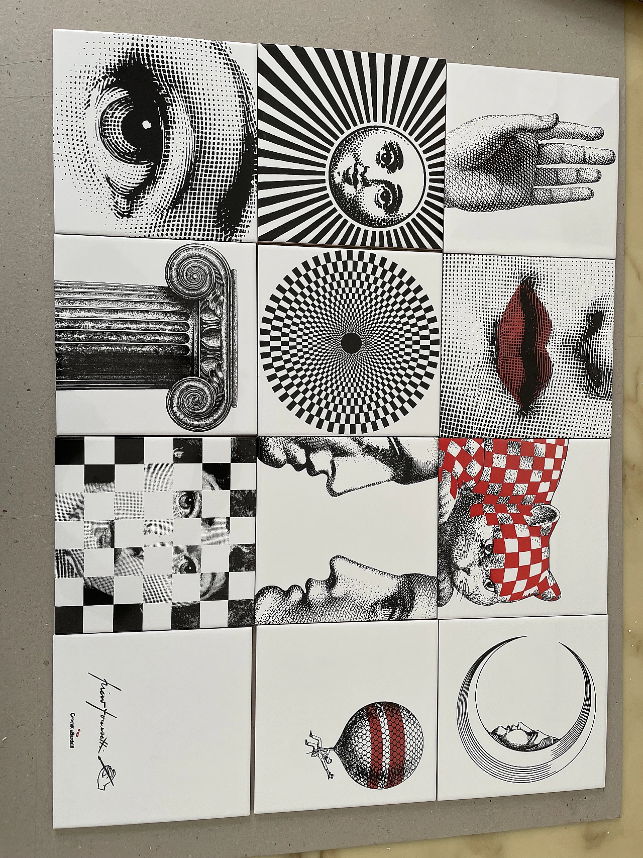 12 Ceramic tiles by Piero Fornasetti, 2000s 1