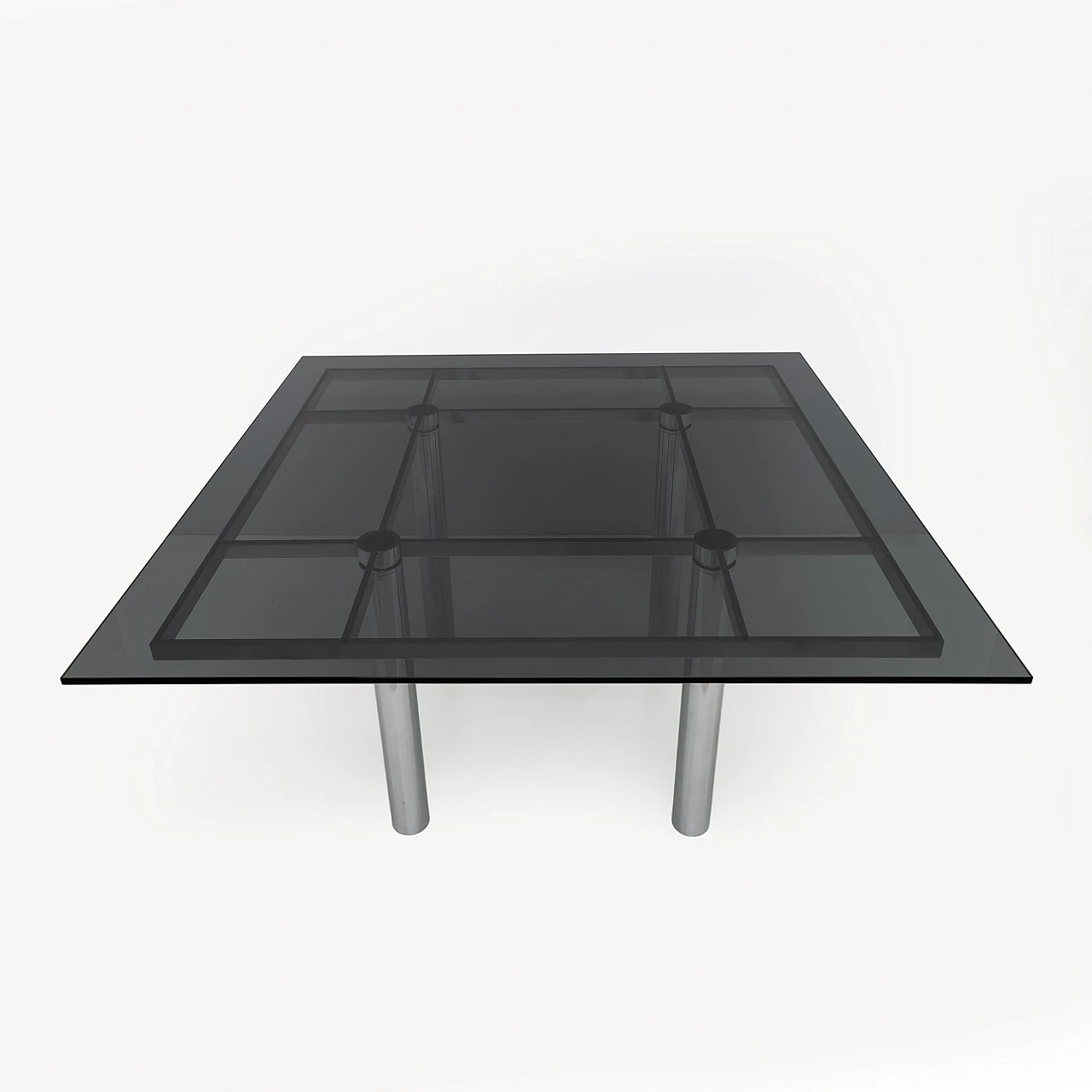 Table André in smoked glass & metal by T. Scarpa for Gavina, 1960s 2