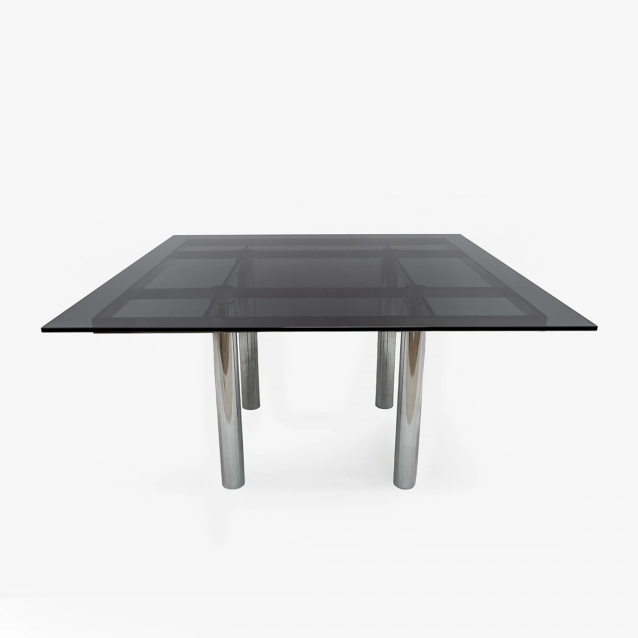 Table André in smoked glass & metal by T. Scarpa for Gavina, 1960s 4