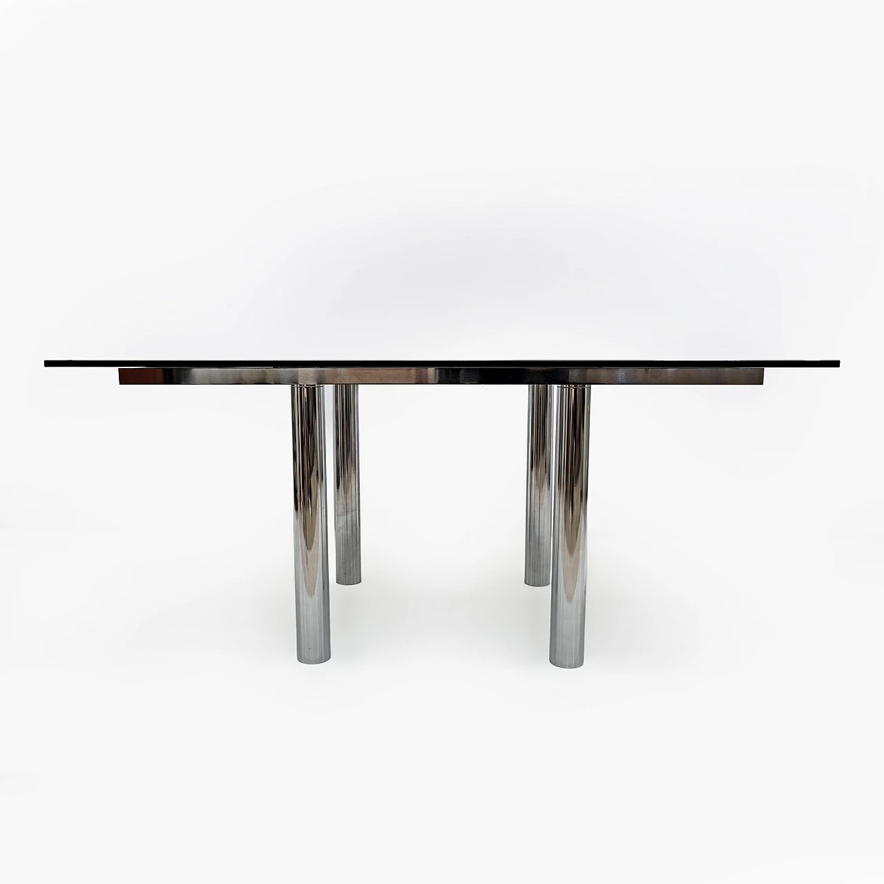 Table André in smoked glass & metal by T. Scarpa for Gavina, 1960s 5