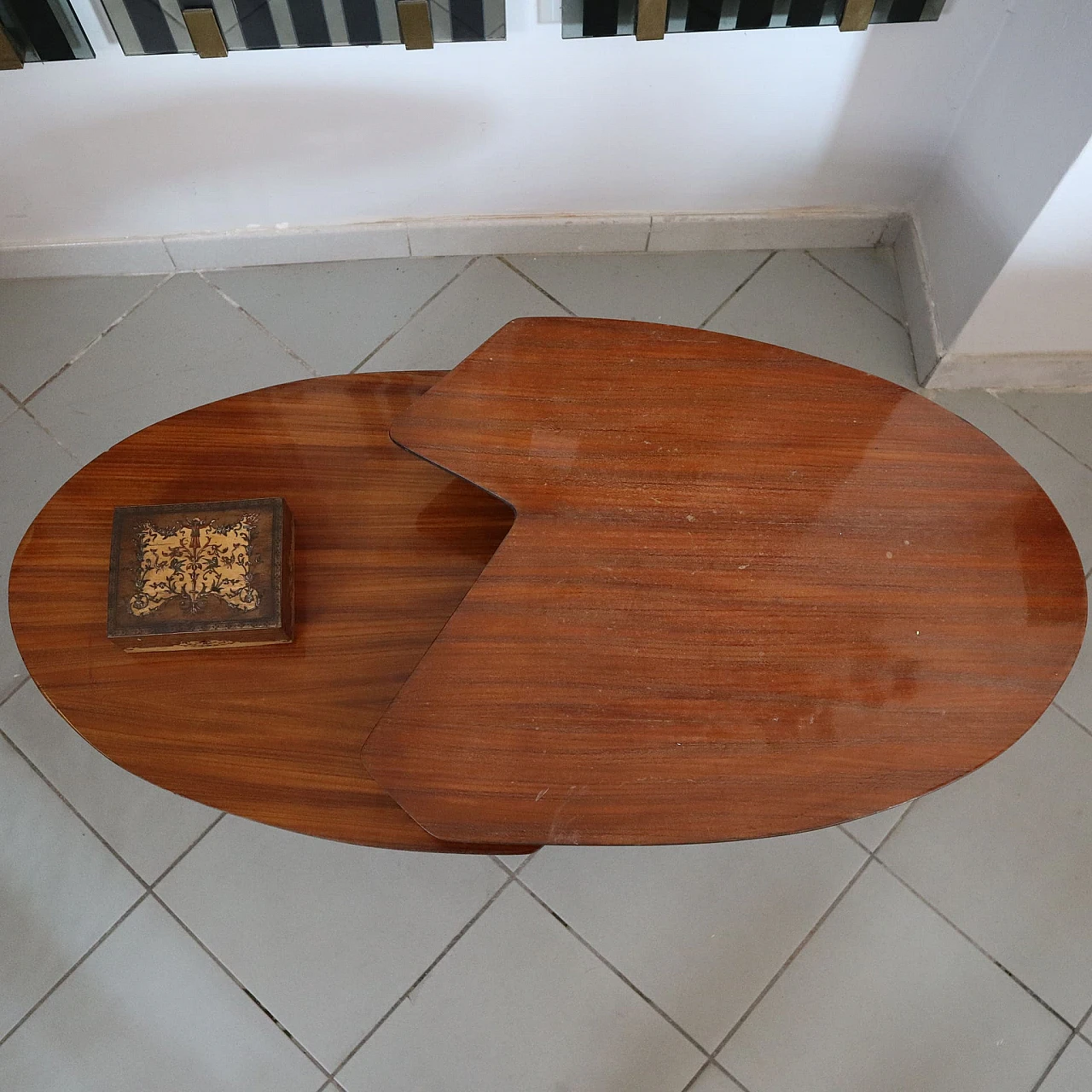 Coffee table in mahogany and metal by ISA Bergamo, 1960s 1