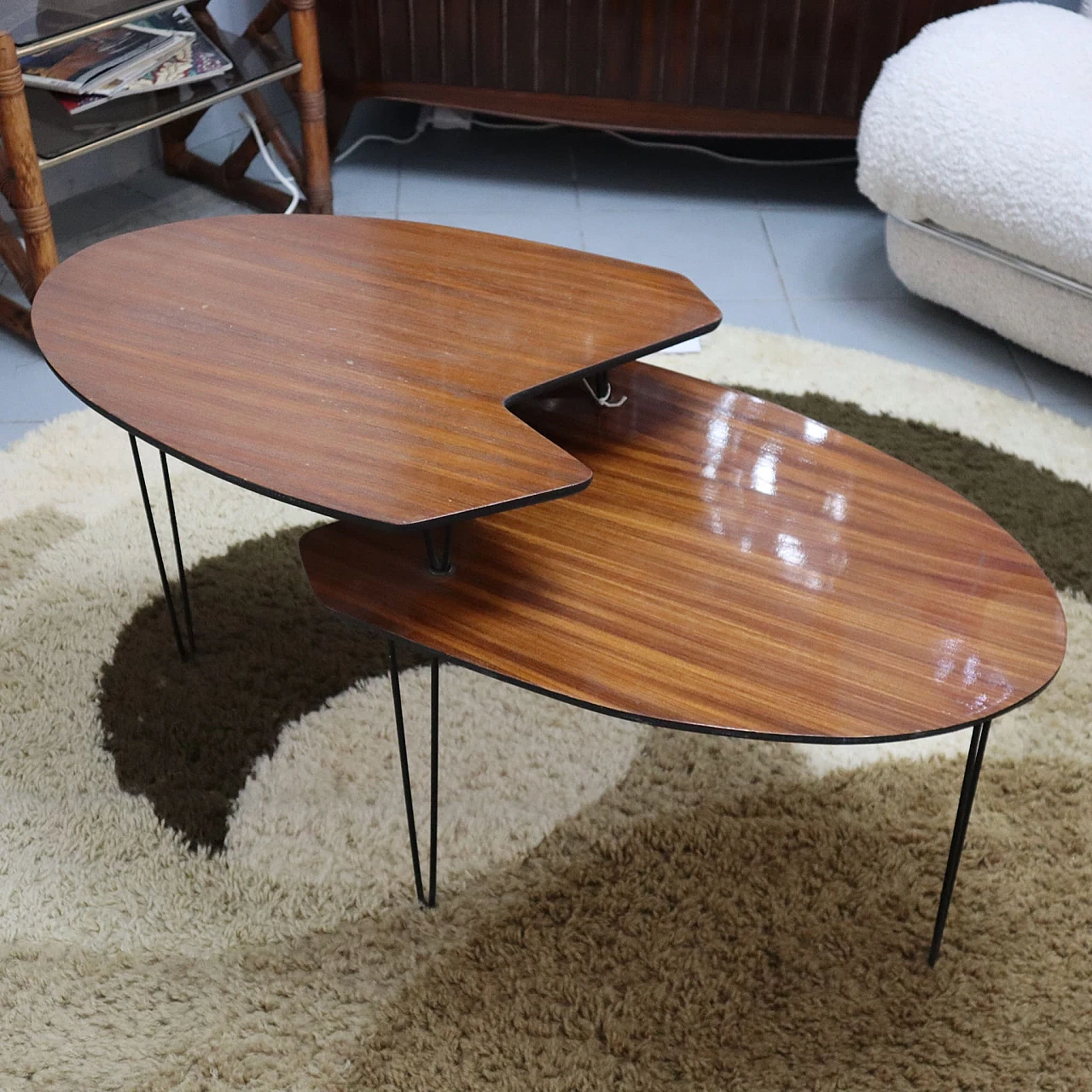 Coffee table in mahogany and metal by ISA Bergamo, 1960s 3