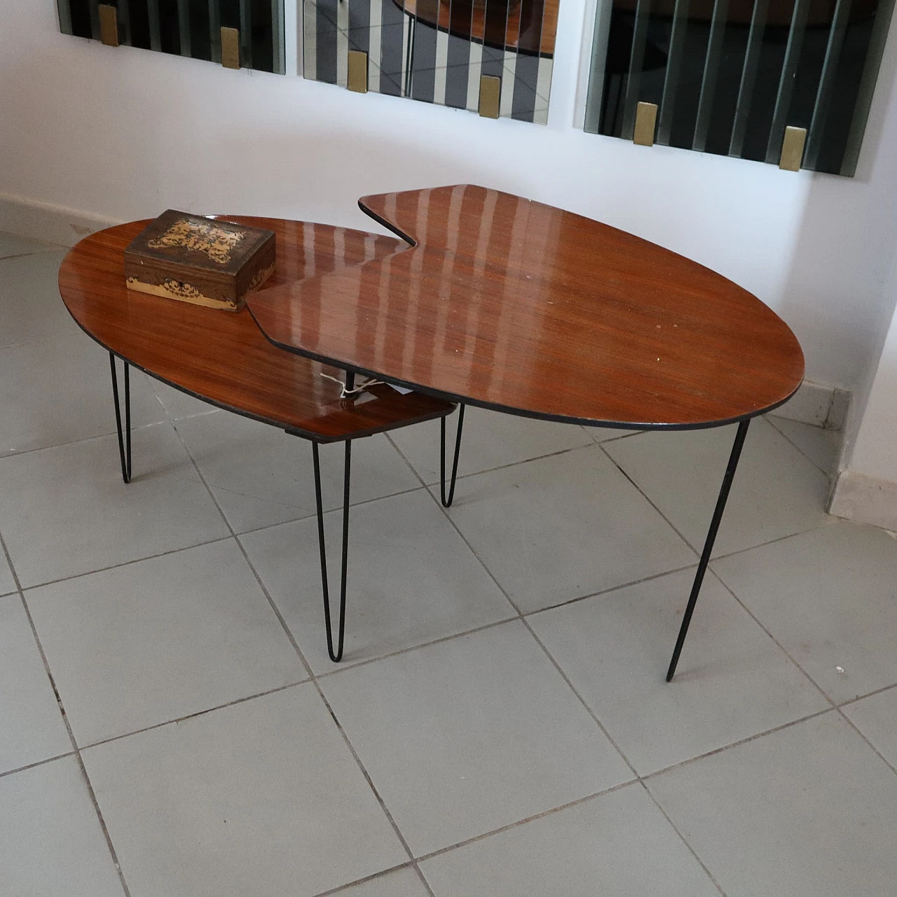 Coffee table in mahogany and metal by ISA Bergamo, 1960s 4