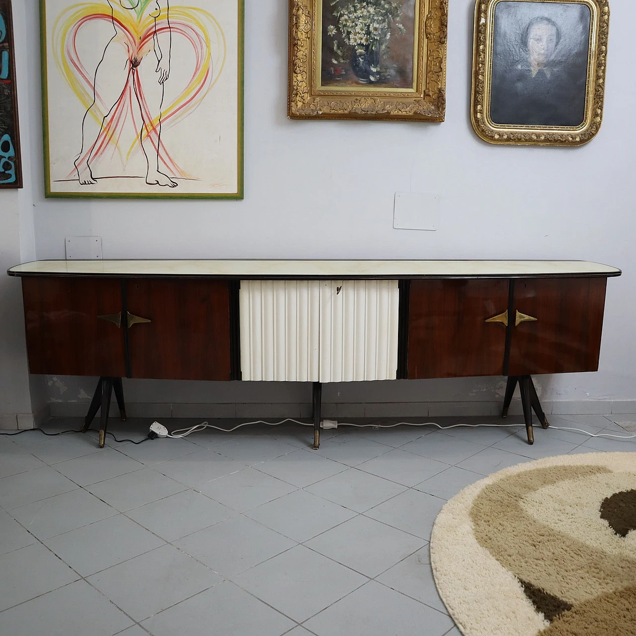 Credenza in palissandro e maniglie in ottone di Mobili Cantù, anni '50 4