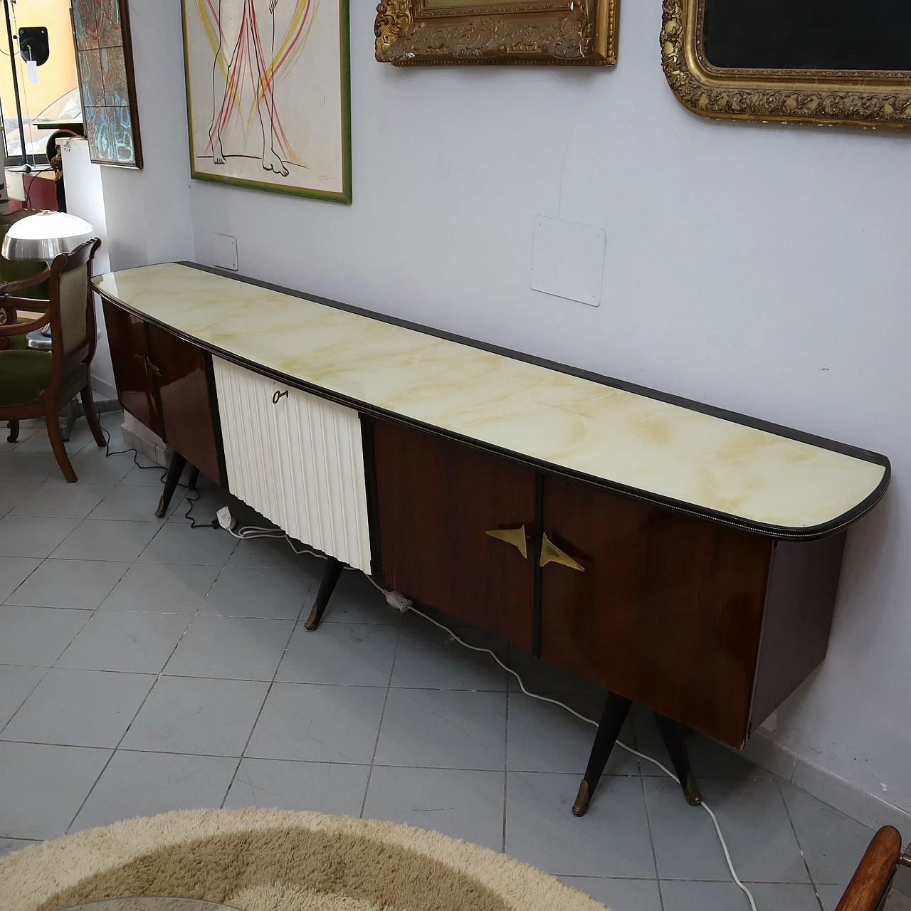 Credenza in palissandro e maniglie in ottone di Mobili Cantù, anni '50 5