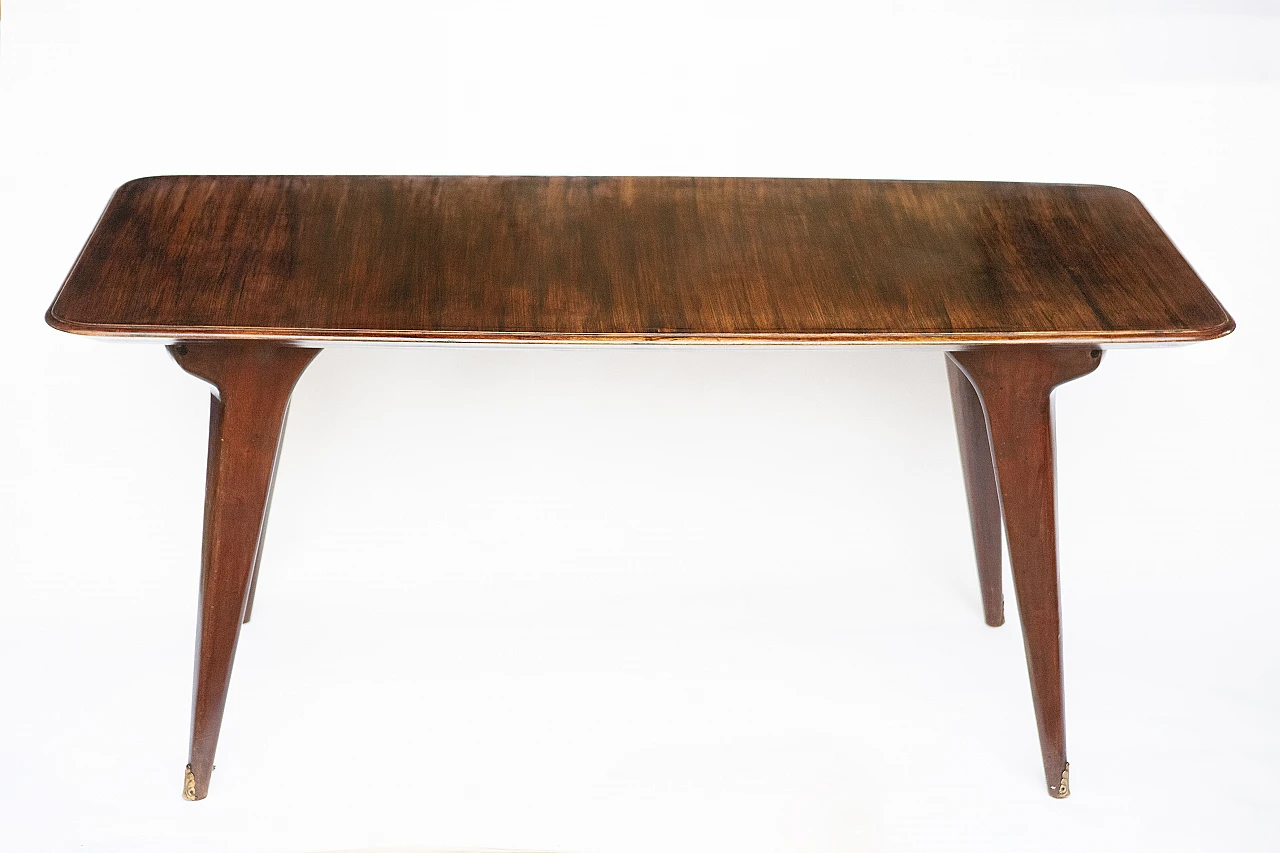 Mahogany and brass dining table in the style of Ico Parisi, 1960s 1