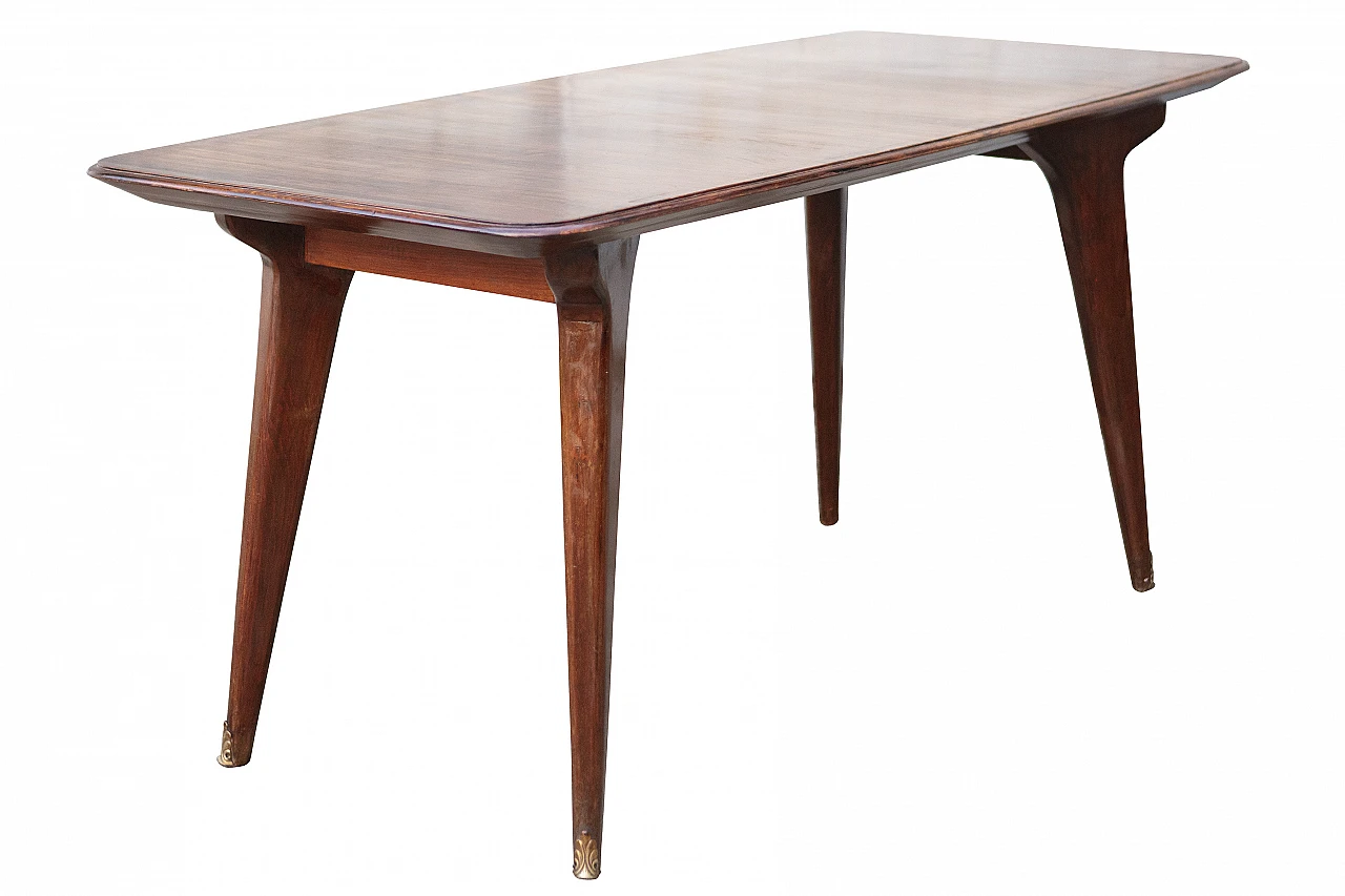 Mahogany and brass dining table in the style of Ico Parisi, 1960s 2