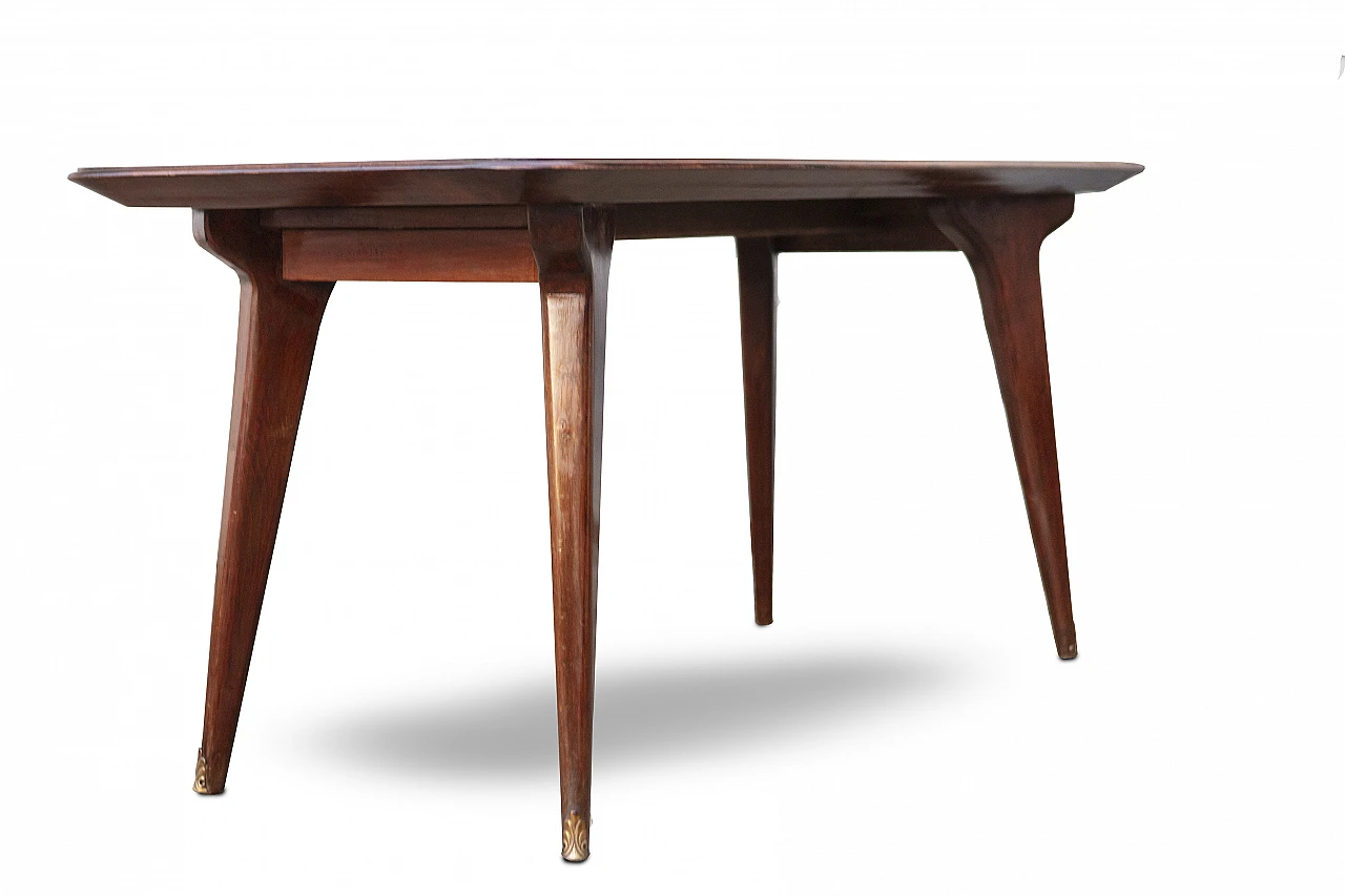 Mahogany and brass dining table in the style of Ico Parisi, 1960s 3