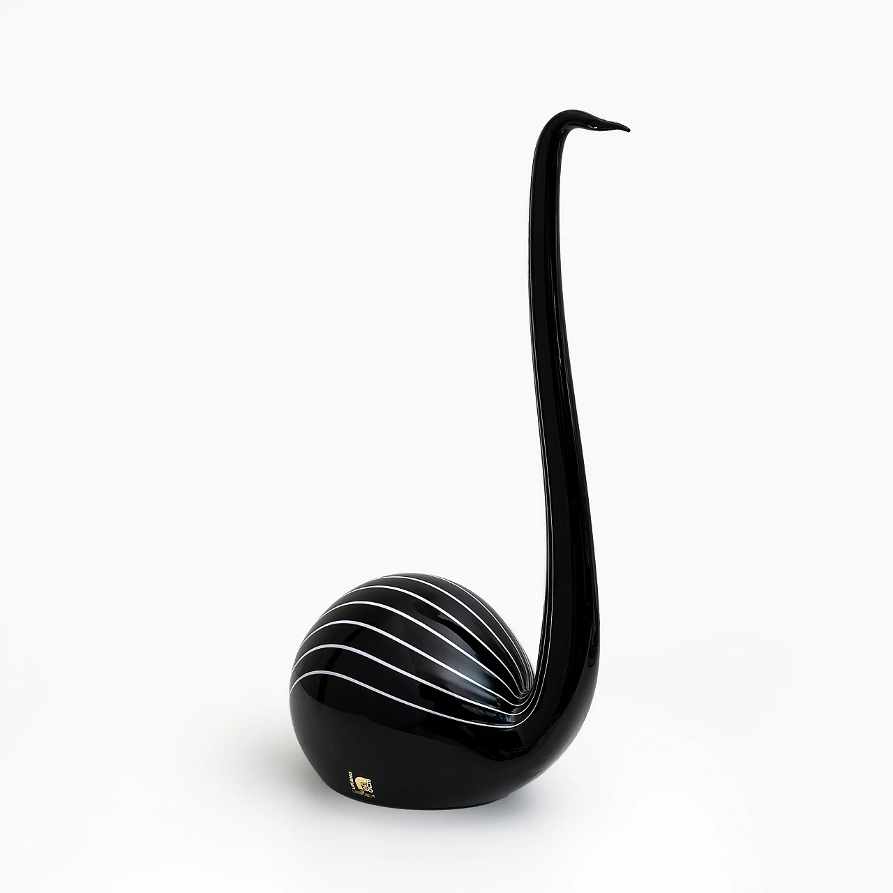 Livio Seguso, Black swan, Murano glass sculpture, 1980s 1