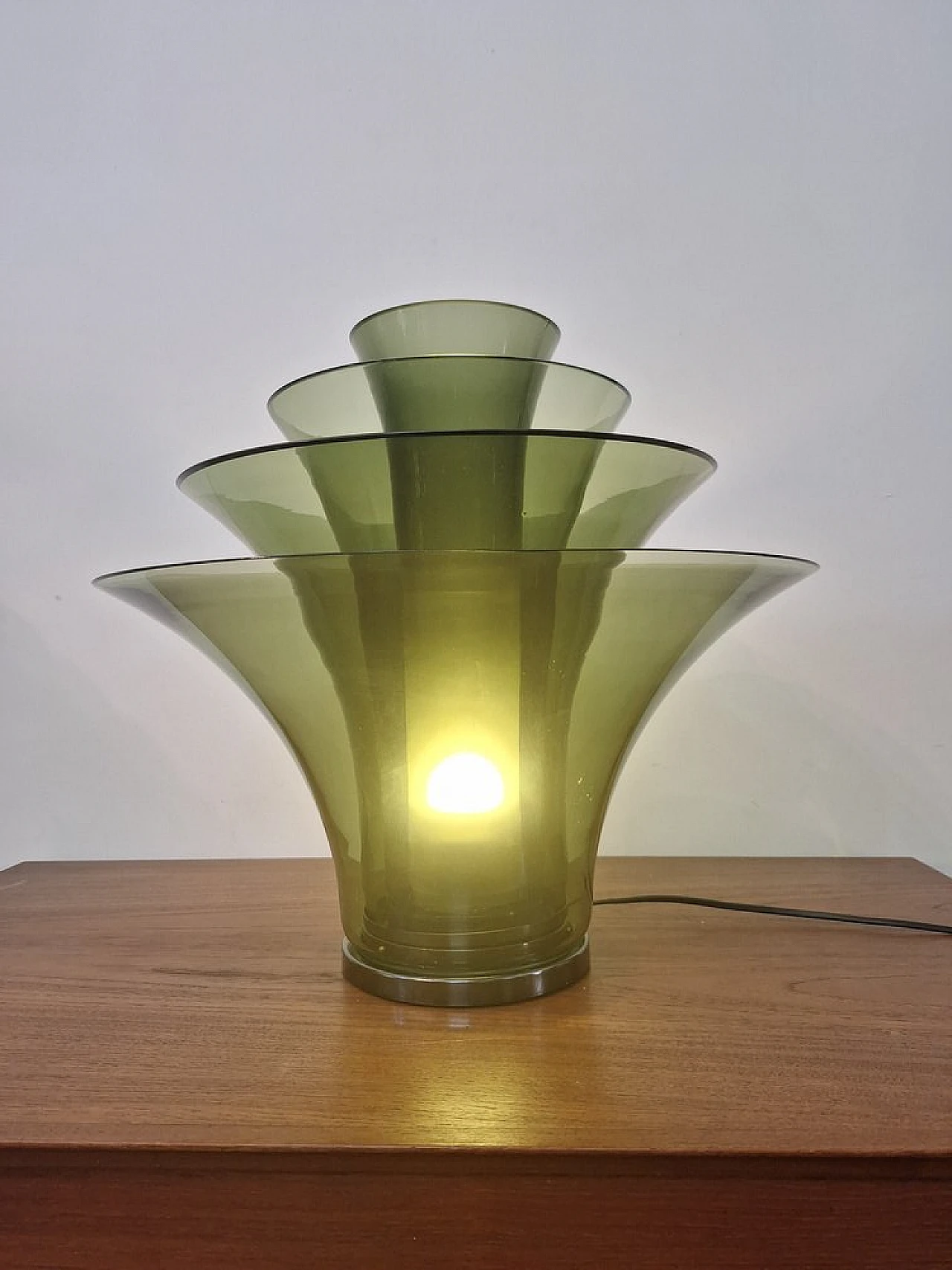 Lampada da tavolo Petal in vetro di Murano verde, anni 2000 3