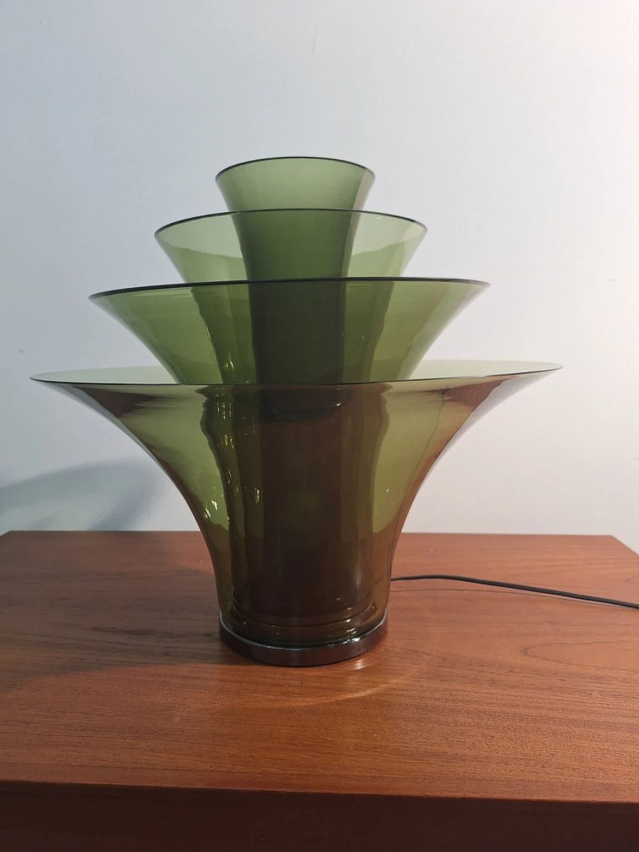 Lampada da tavolo Petal in vetro di Murano verde, anni 2000 10