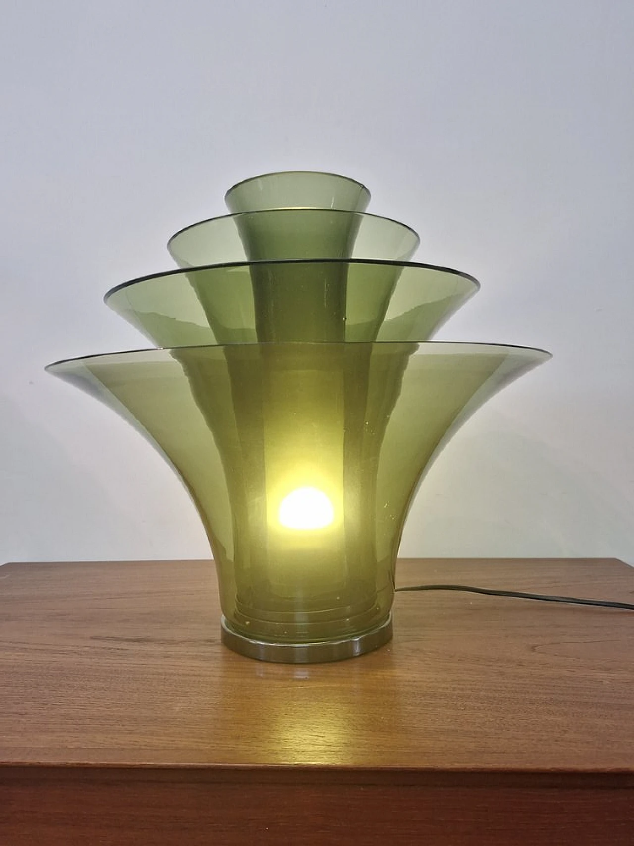 Lampada da tavolo Petal in vetro di Murano verde, anni 2000 11