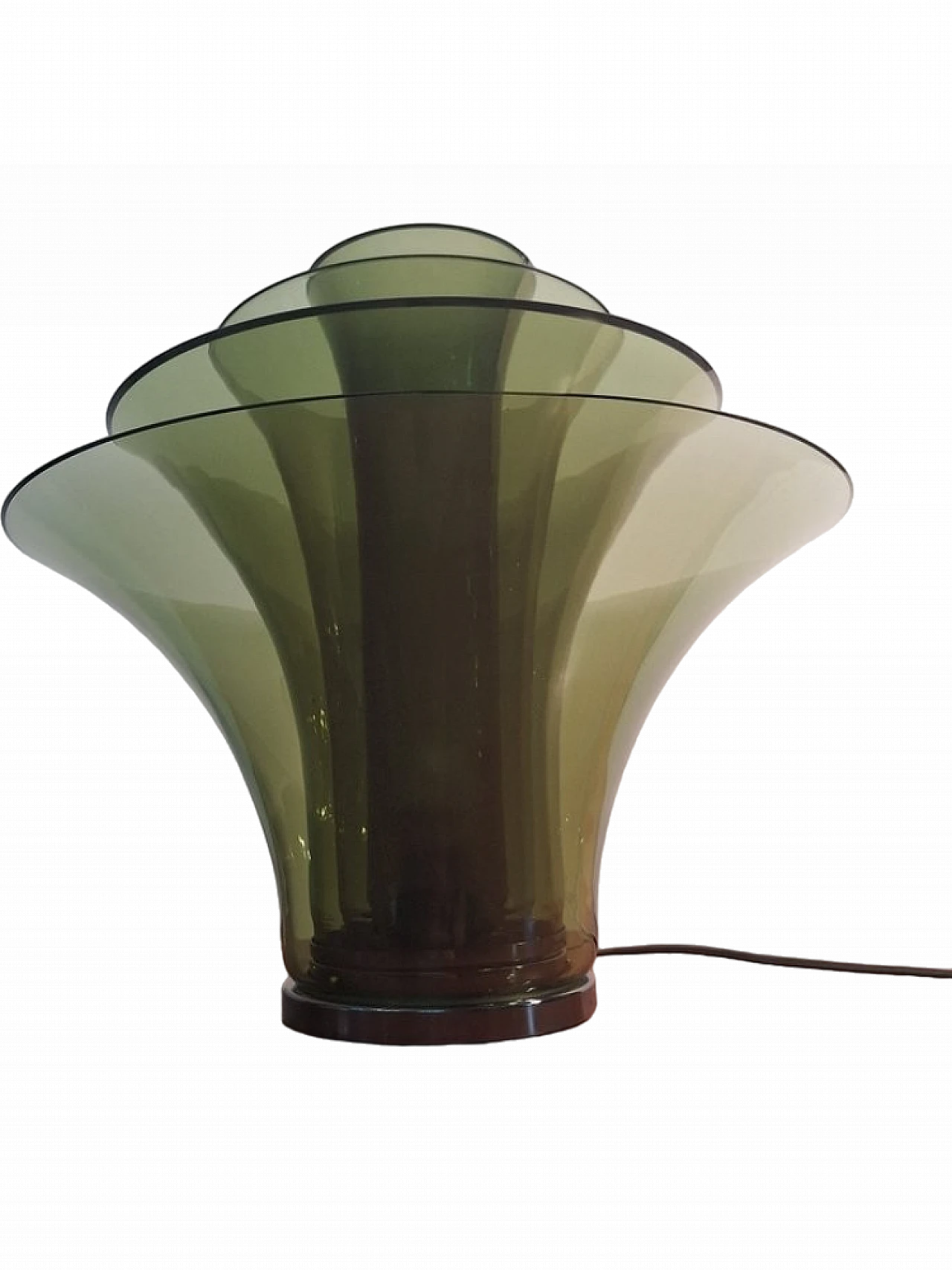 Lampada da tavolo Petal in vetro di Murano verde, anni 2000 12