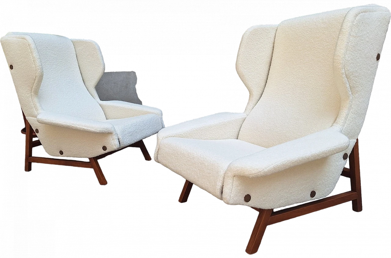 Coppia di poltrone 880 di Gianfranco Frattini per Cassina, anni '50 10