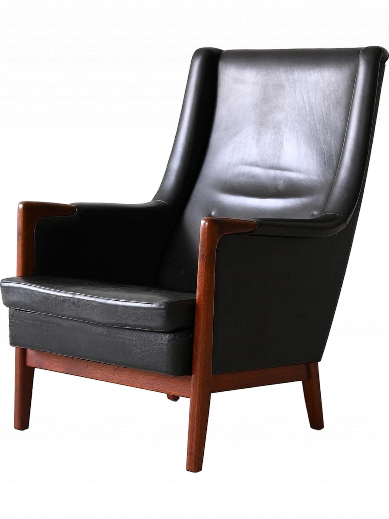 Wood and leatherette armchair by Karl Erik Ekselius, 1960s 11