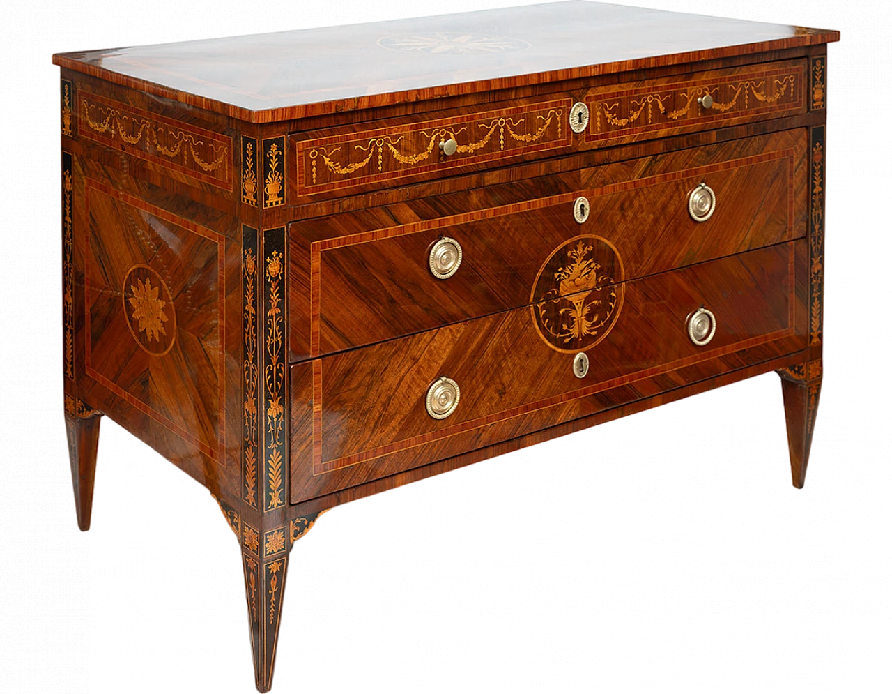 Louis XVI chest of drawers in exotic woods, 18th century 6