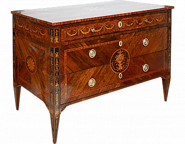 Louis XVI chest of drawers in exotic woods, 18th century