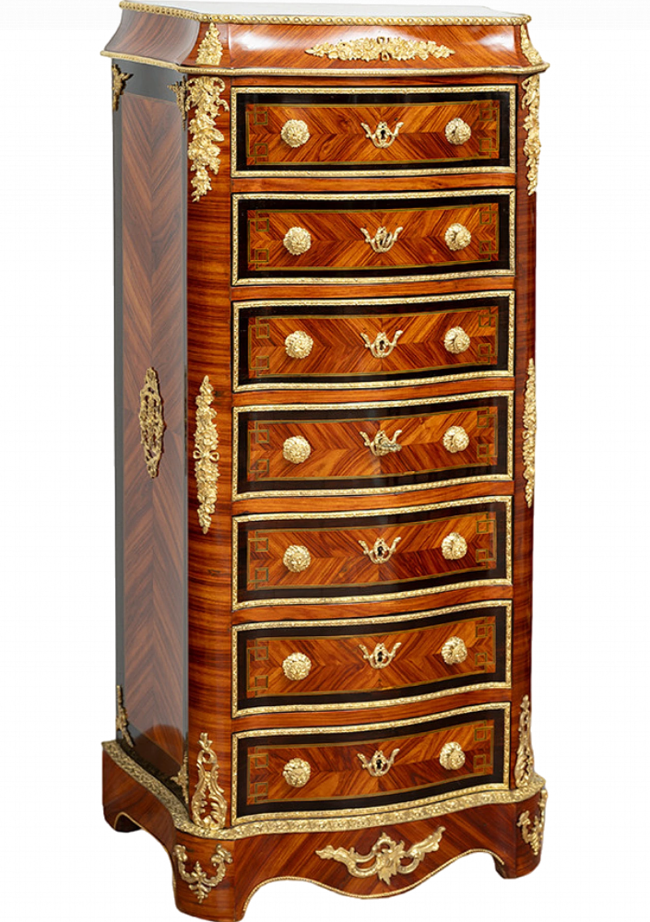 Napoleon III chest in exotic woods with bronze grafts, 19th century 6