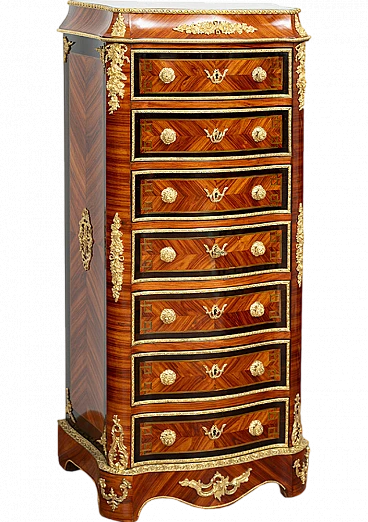 Napoleon III chest in exotic woods with bronze grafts, 19th century