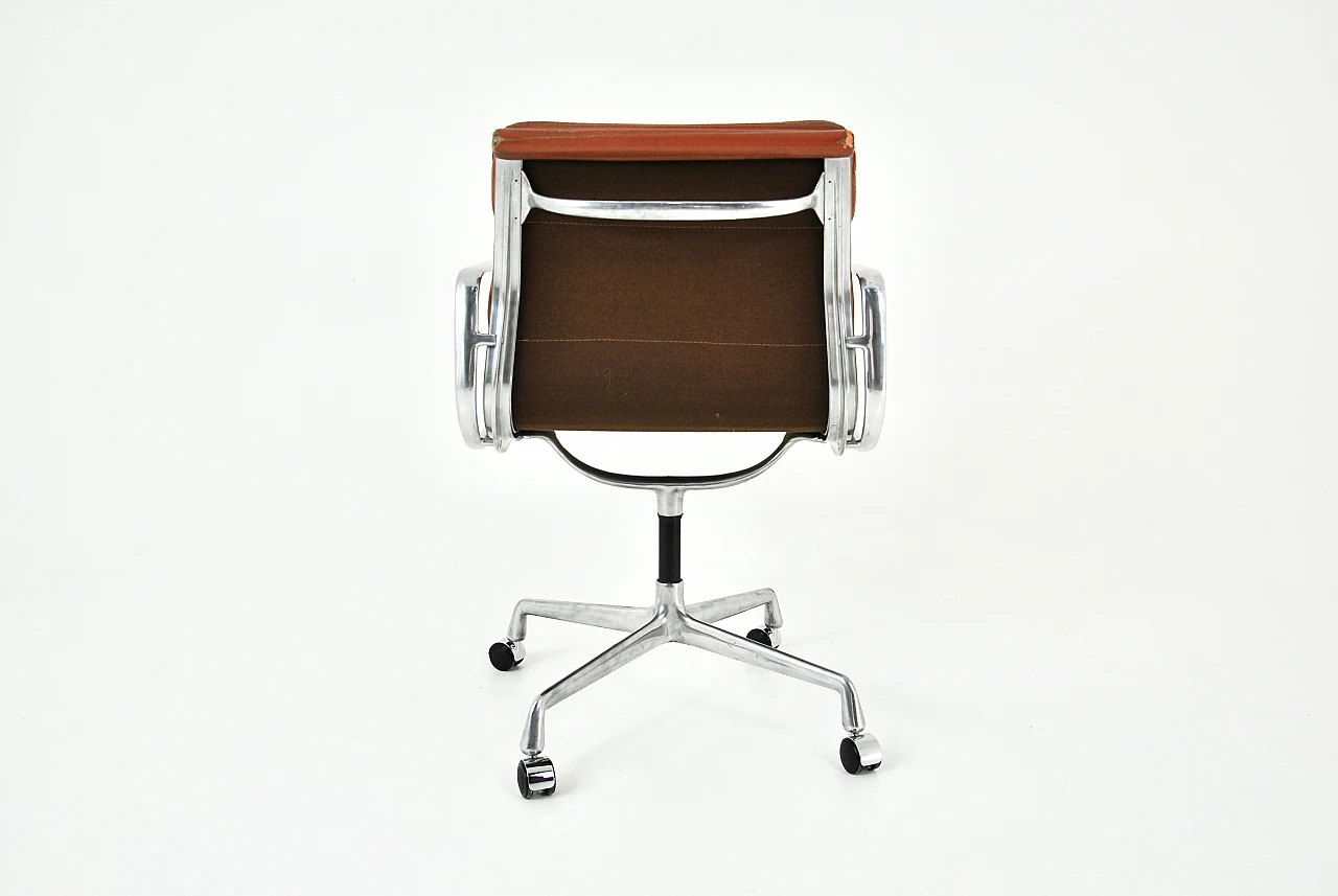 Brown leather & metal armchair by C. & R. Eames for H. Miller, 1970s 5