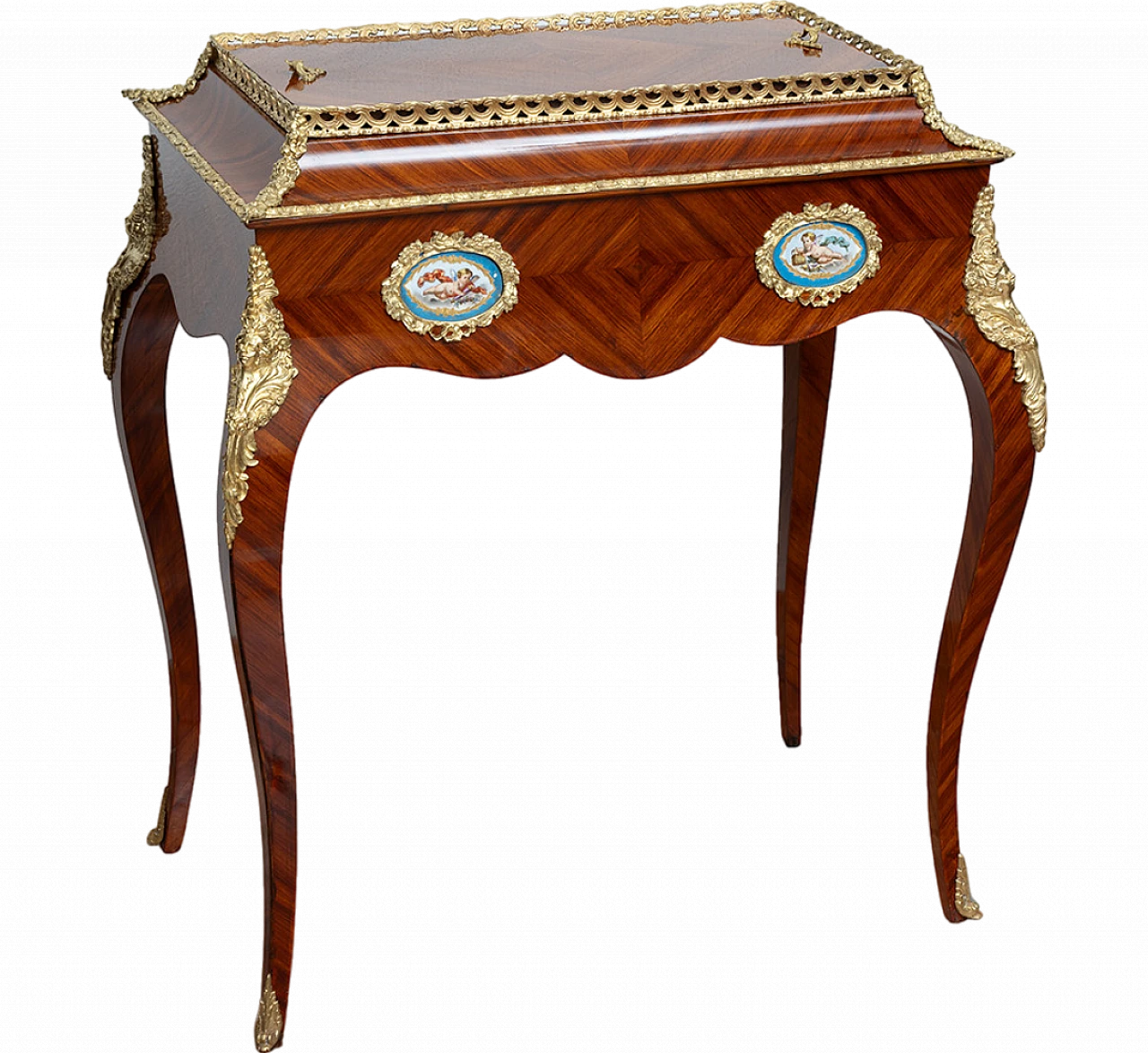 Napoleon III planter in exotic wood and porcelain, 19th century 9