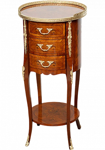 Napoleon III bedside table in exotic precious wood, early 20th century