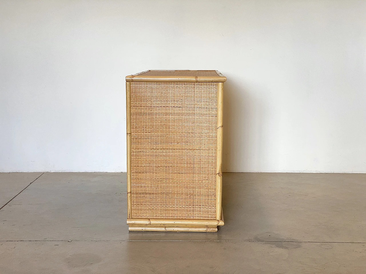 Bamboo and wicker chest of drawers by Dal Vera, 1970s 2