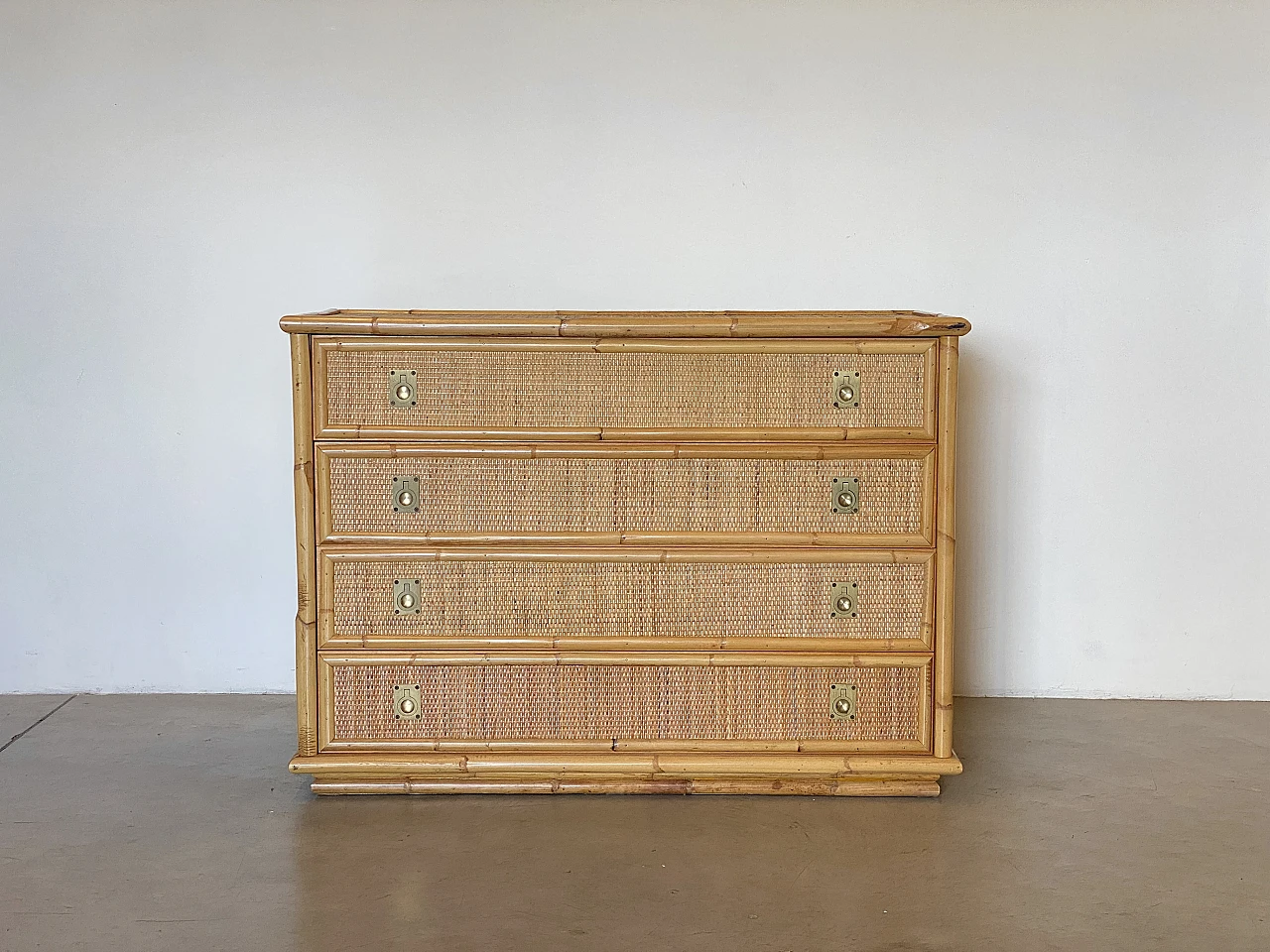 Bamboo and wicker chest of drawers by Dal Vera, 1970s 6