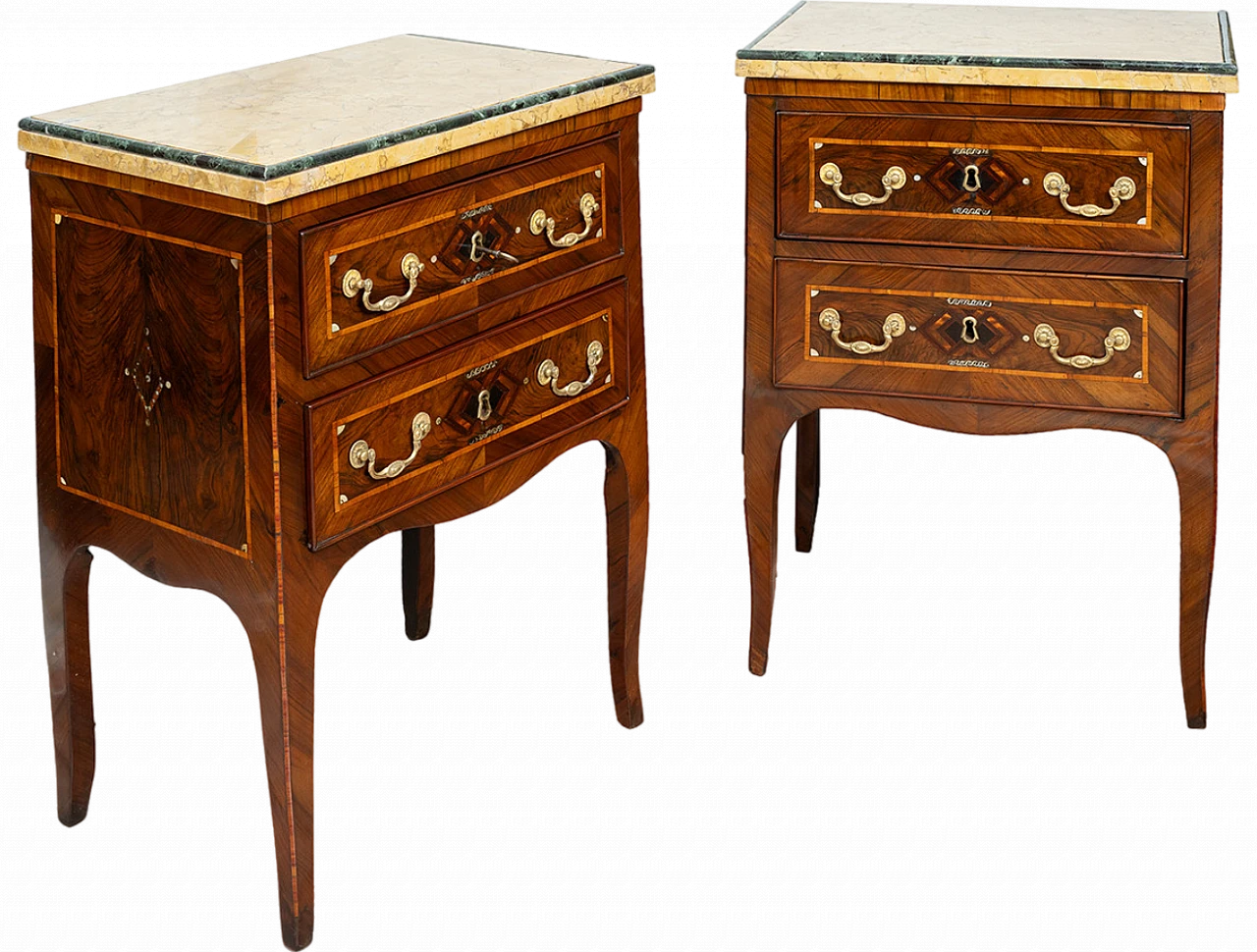 Pair of Louis XIV wooden bedside tables with marble top, 18th century 8