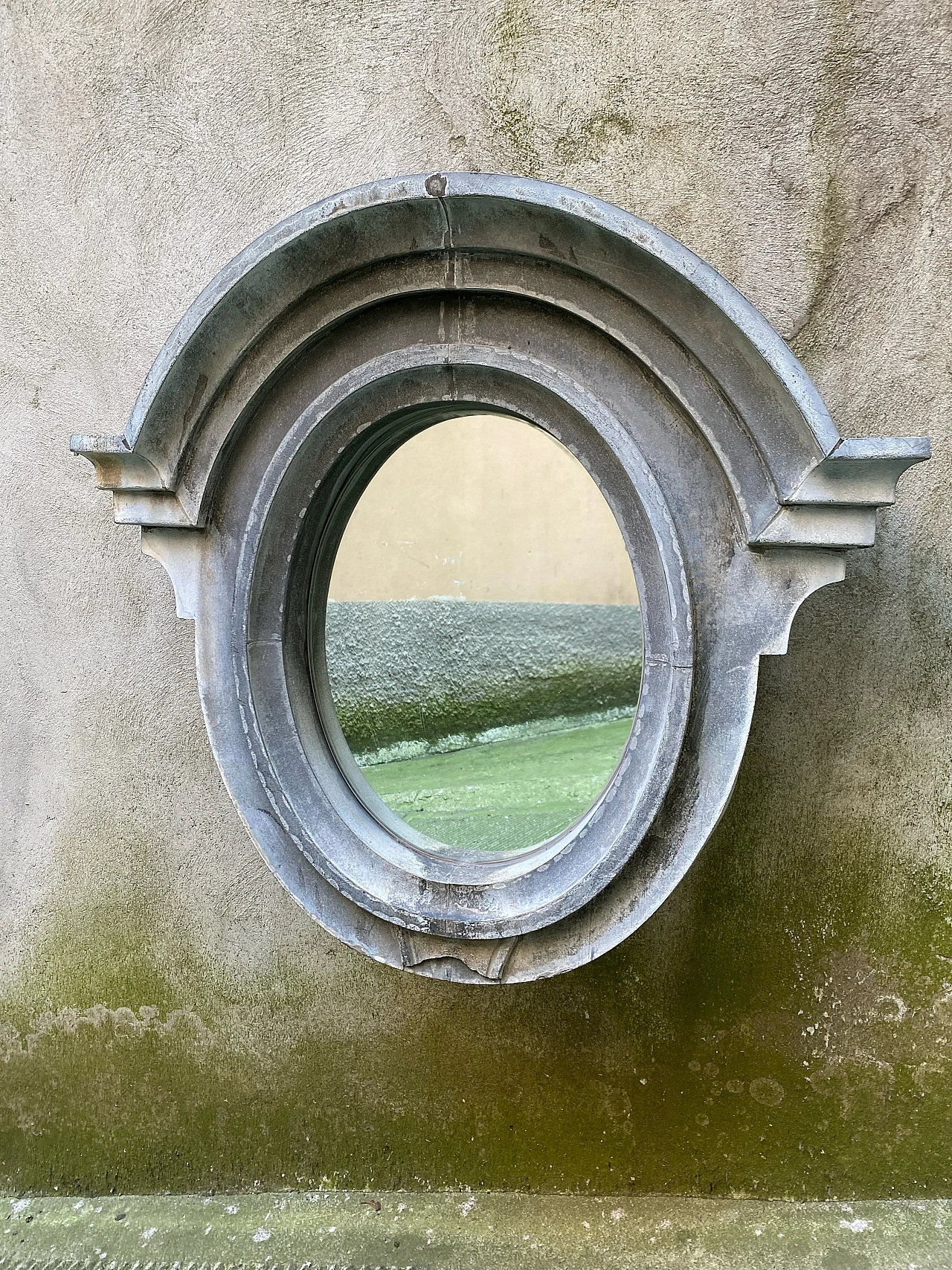 Zinc oeil-de-boeuf window with mirror, early 20th century 8