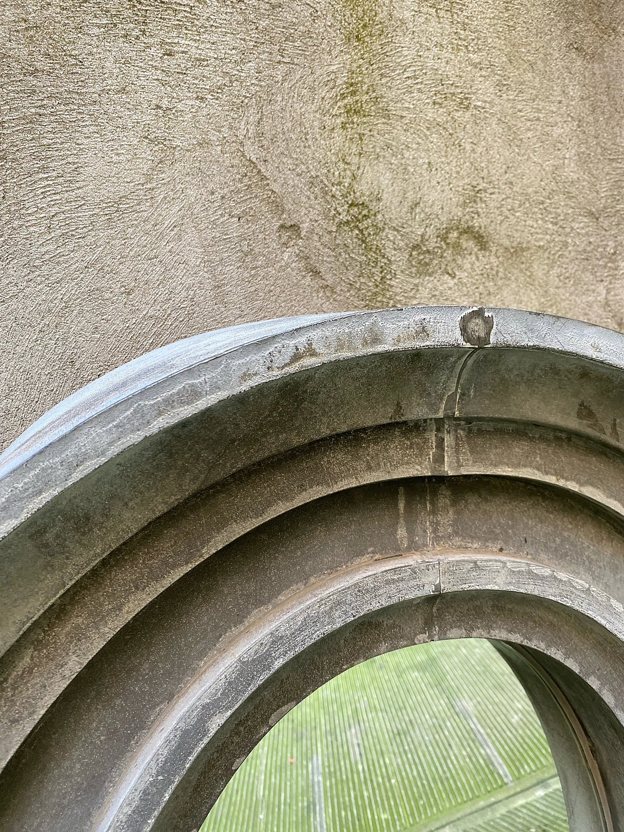 Zinc oeil-de-boeuf window with mirror, early 20th century 13