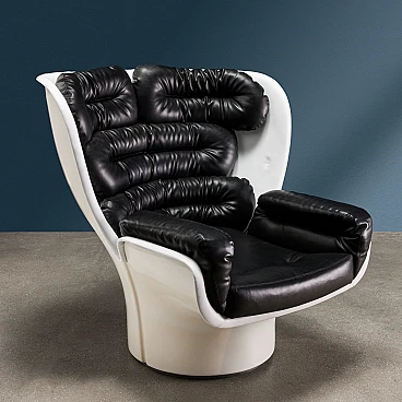 Elda leather armchair with fiberglass shell by Joe Colombo for Comfort, 1960s