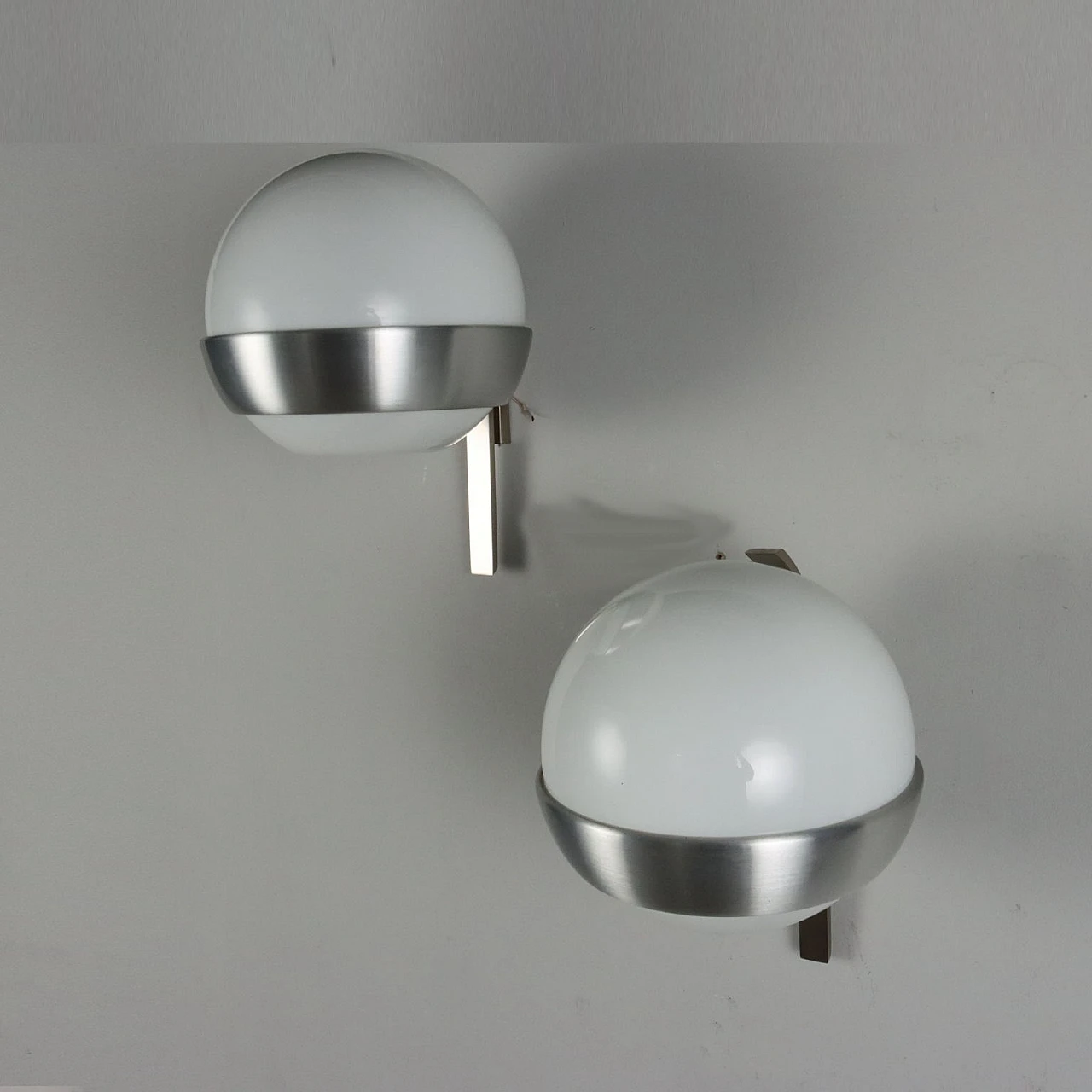 Pair of wall lights in steel & glass by P. G. Crippa for Lumi, 1970s 3