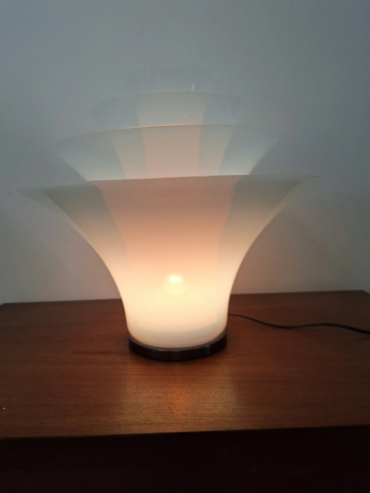 Lampada da tavolo Petal in vetro di Murano bianco, anni 2000 2