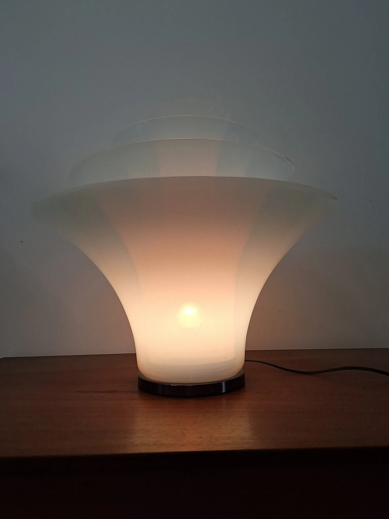 Lampada da tavolo Petal in vetro di Murano bianco, anni 2000 18