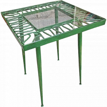 Outdoor table in green lacquered iron by Gio Ponti, 1950s