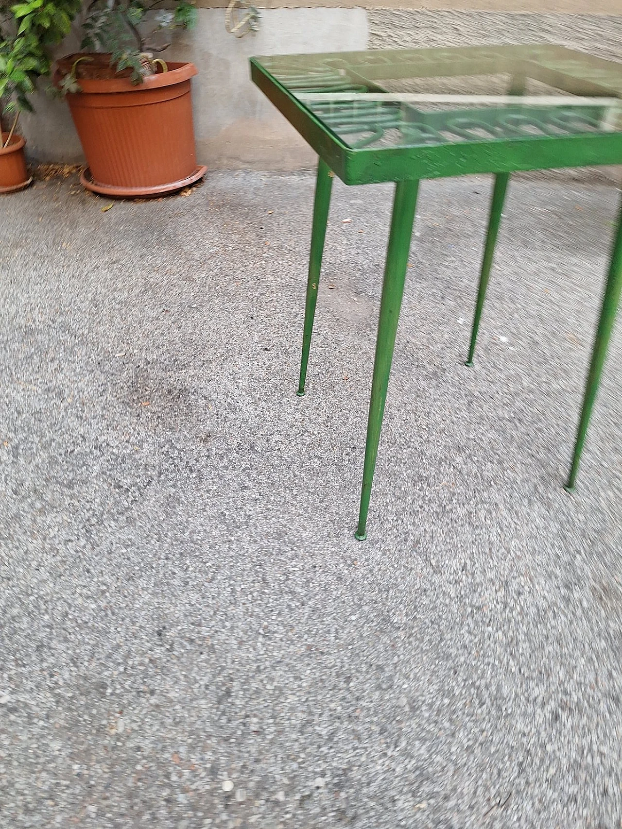 Outdoor table in green lacquered iron by Gio Ponti, 1950s 4