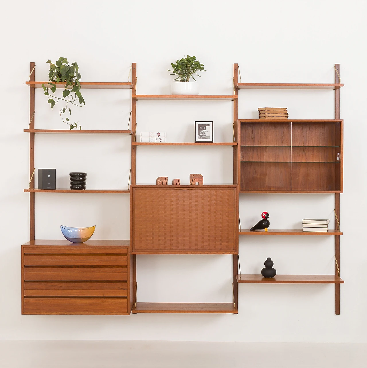 Modular teak wall unit with hidden desk by P. Cadovius for Cado, 1960s 1