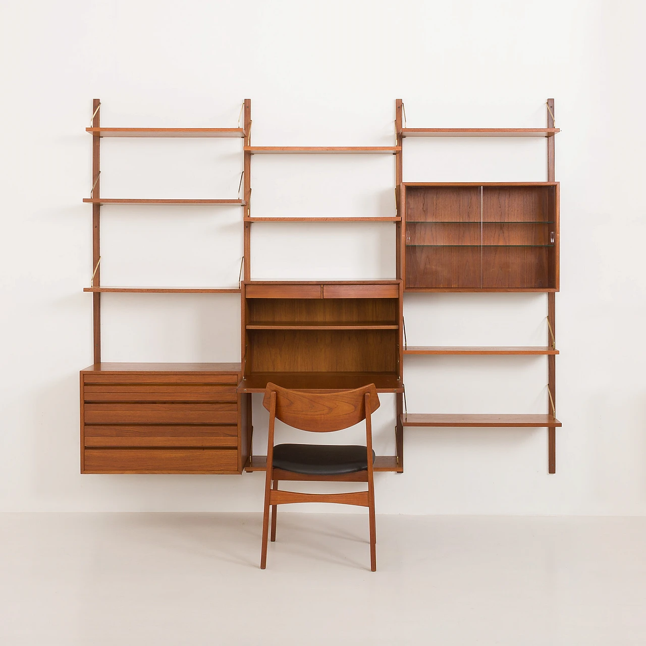 Modular teak wall unit with hidden desk by P. Cadovius for Cado, 1960s 5