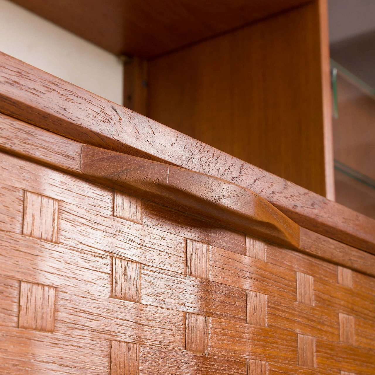 Modular teak wall unit with hidden desk by P. Cadovius for Cado, 1960s 12