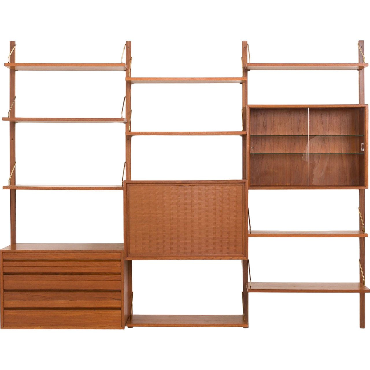 Modular teak wall unit with hidden desk by P. Cadovius for Cado, 1960s 20