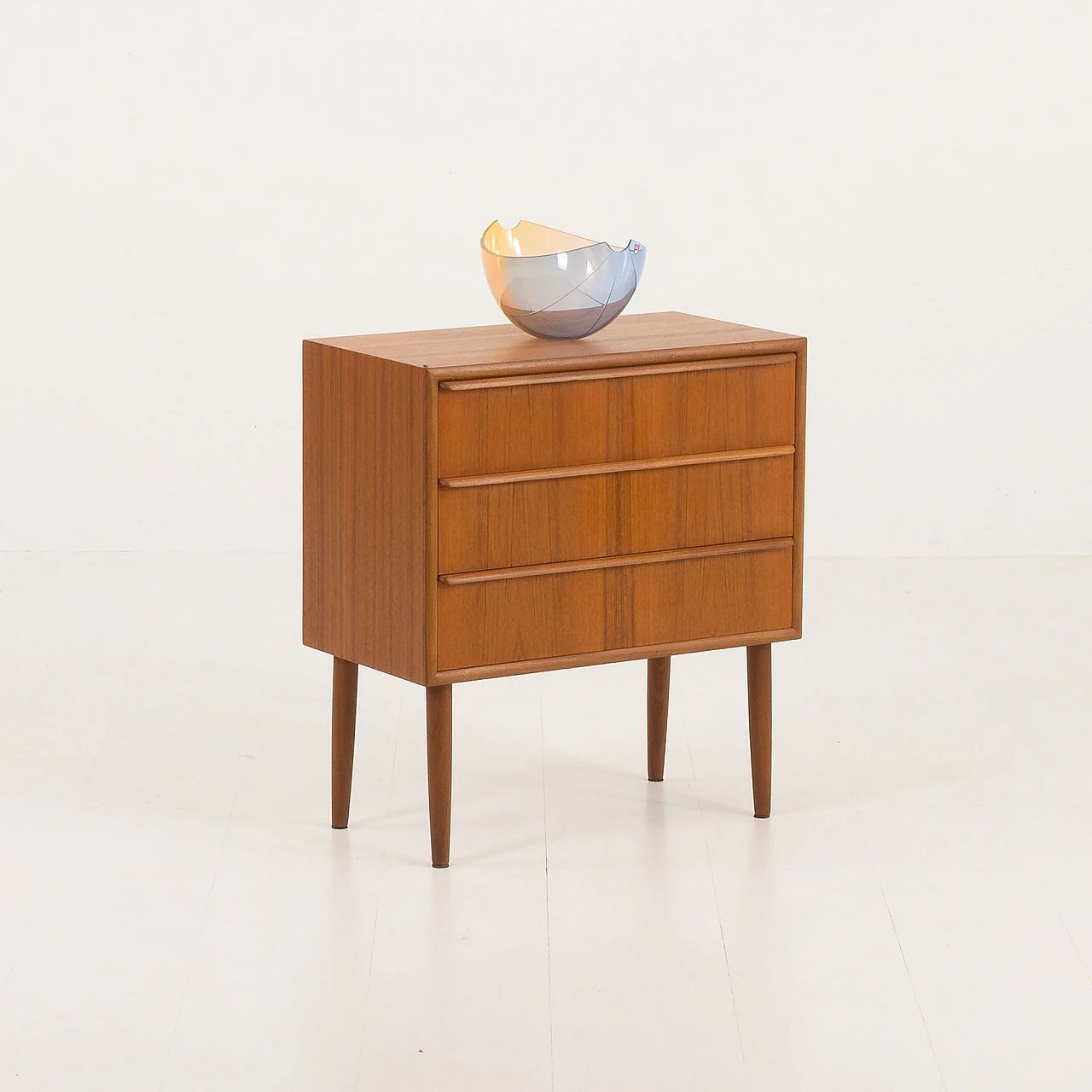 Danish teak bedside table with three drawers, 1960s 1