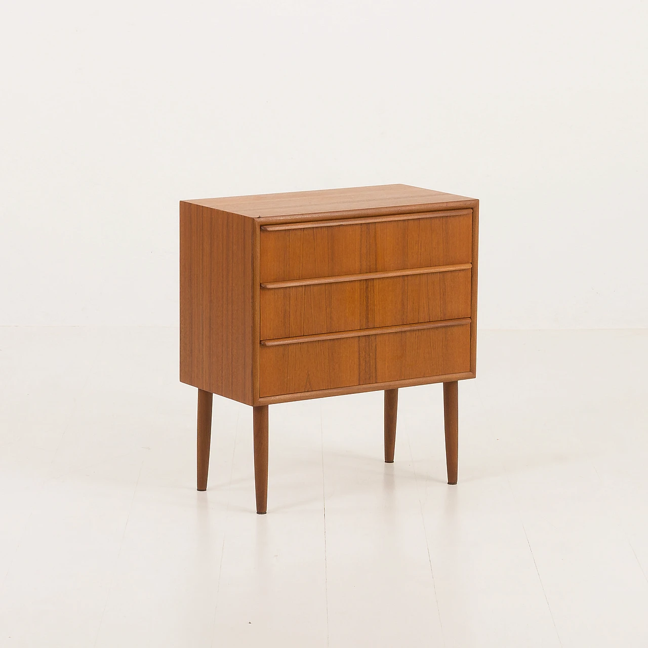 Danish teak bedside table with three drawers, 1960s 2