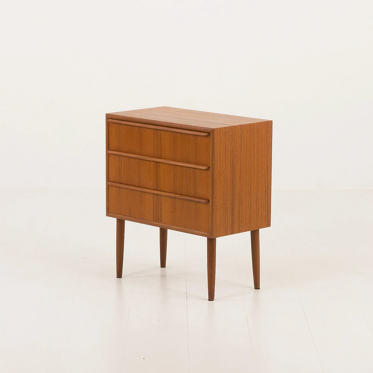 Danish teak bedside table with three drawers, 1960s 6